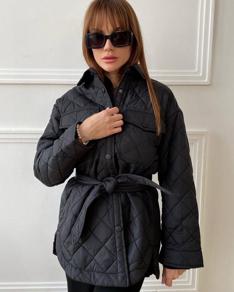 Long Breasted Collared Loose Warm Rhombus Cotton Padded Coat Autumn Winter Wild Thickened Cotton Padded Coat for Women - Wild Amber Fashion