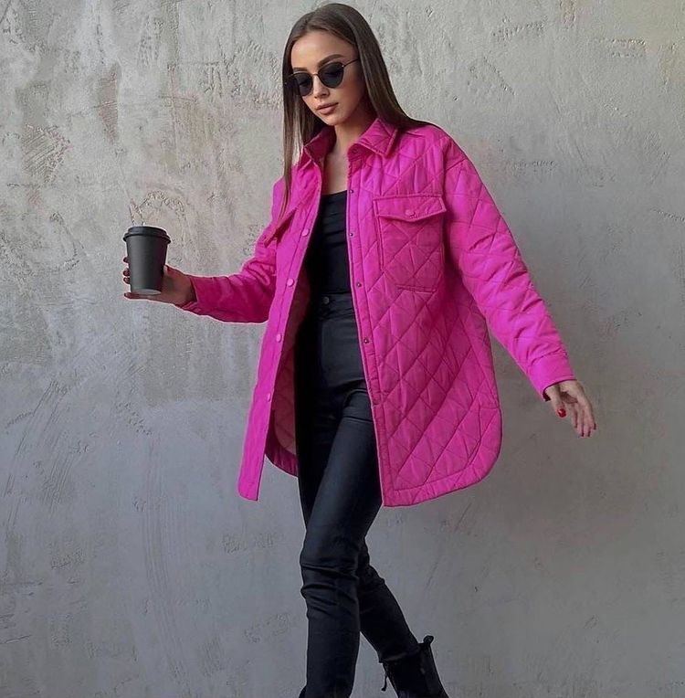 Long Breasted Collared Loose Warm Rhombus Cotton Padded Coat Autumn Winter Wild Thickened Cotton Padded Coat for Women - Wild Amber Fashion