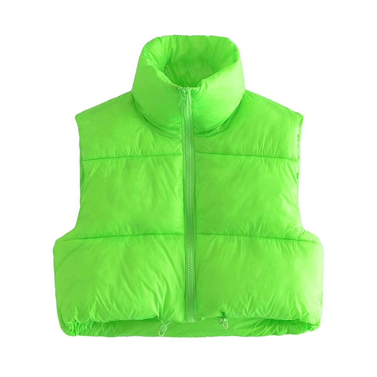 Street Style Cotton Padded Vest for Women  XS fluorescent green 