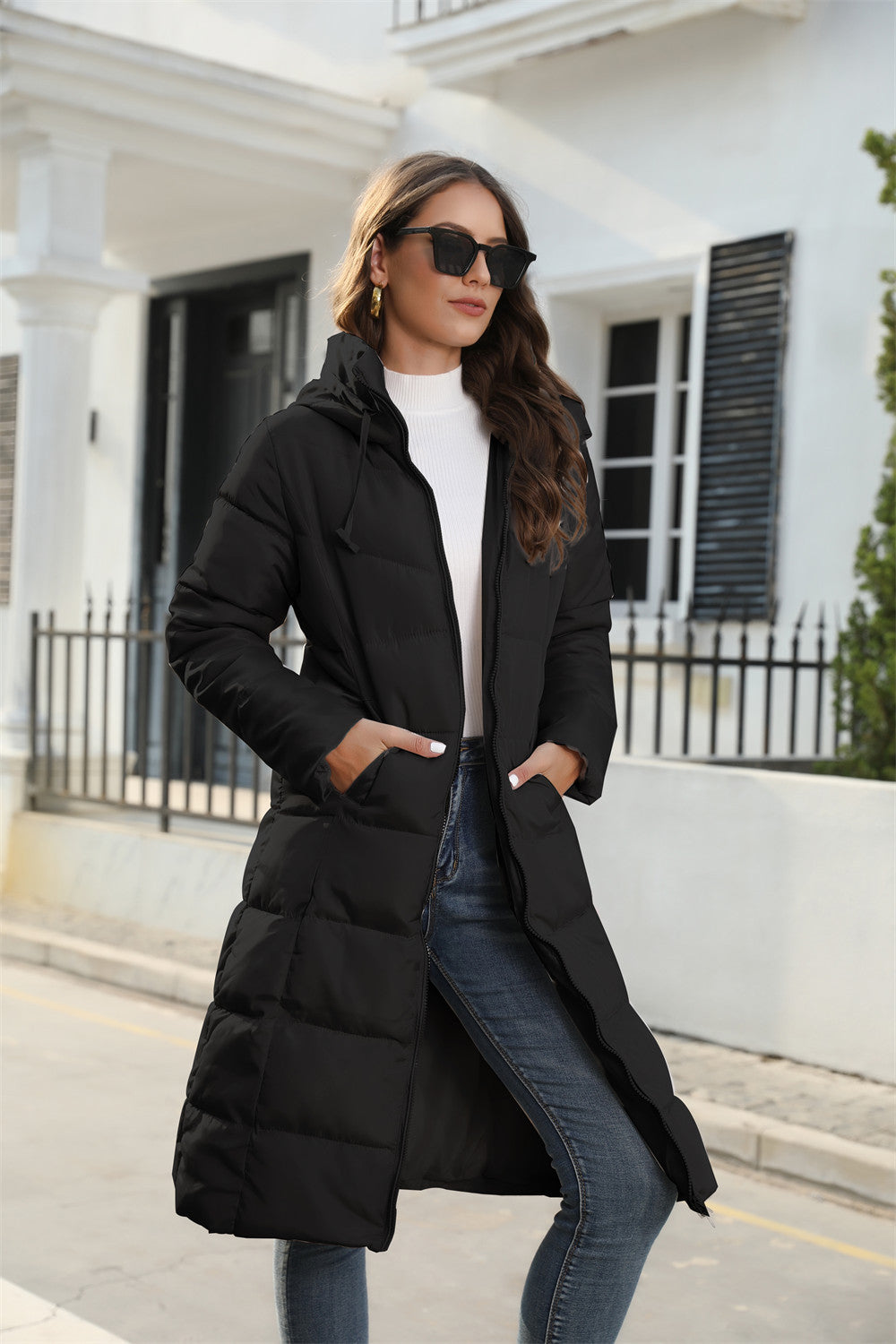 Winter Hooded Women Cotton Padded Clothing Women Mid Length Slim Quilted Coat Warm down Cotton Jacket Women Coat - Wild Amber Fashion