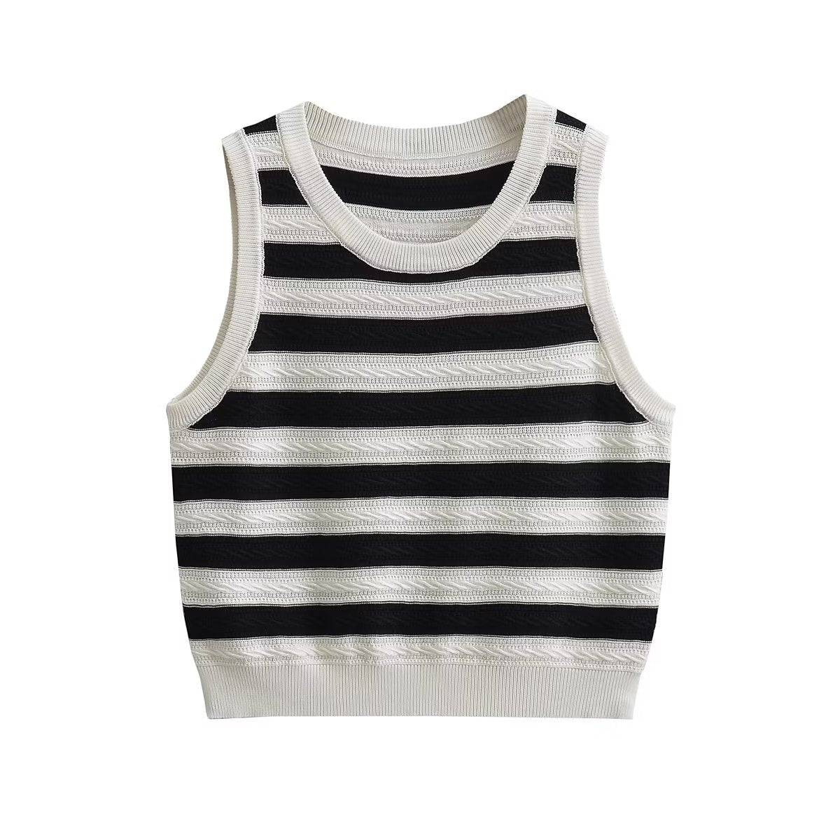 Striped Slim Fit Sleeveless Knit Vest for Casual Summer Wear  S Multi 