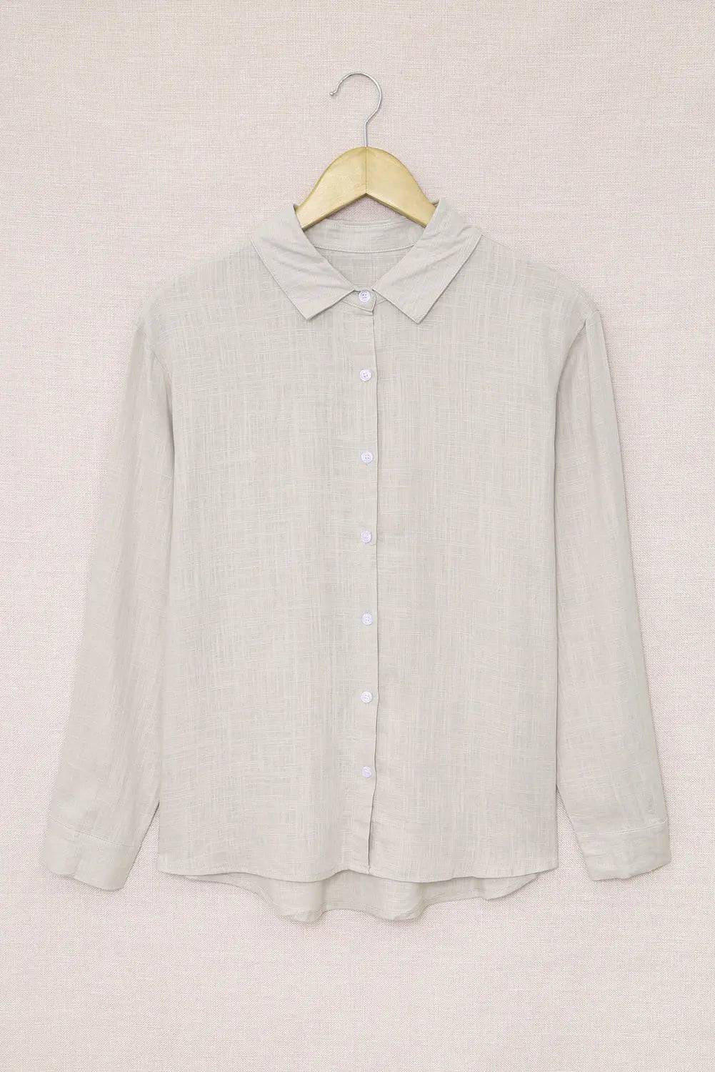 Elegant Women's Cotton Linen Cardigan Shirt for Spring and Summer  S Gray 