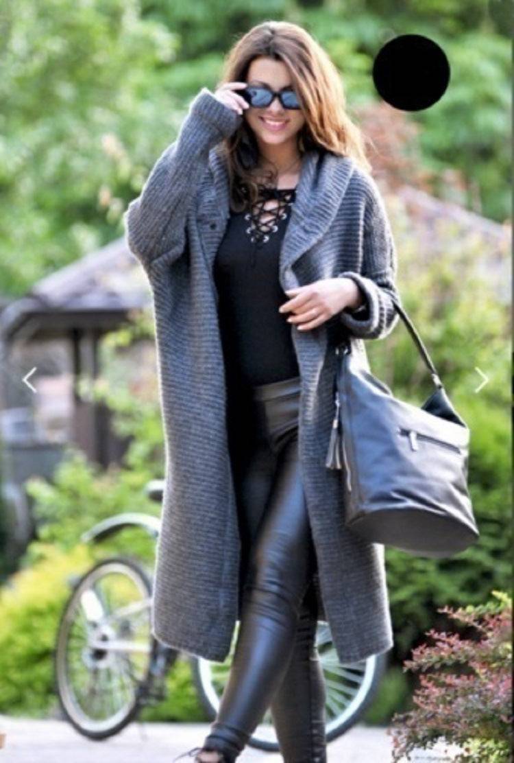 Hooded Sweater Coat for Women - Autumn/Winter Casual Button Long Cardigan  S Gray 