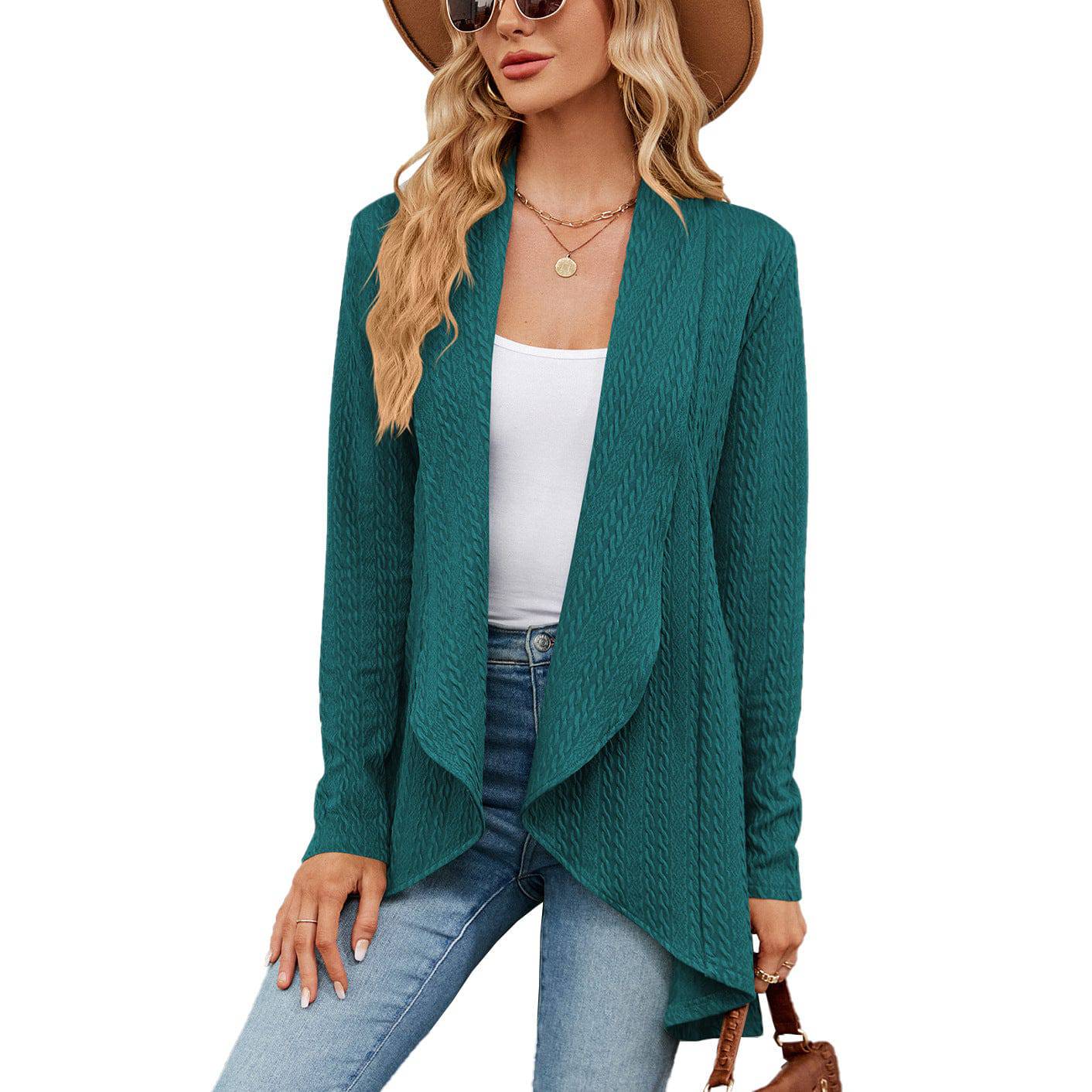 Women's Cozy Solid Color Long Sleeve Cardigan  S Blue 