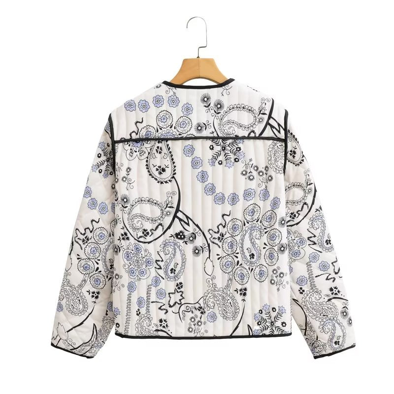 Autumn Women Clothing Printing Long Sleeve Cotton Coat Woman Cotton - Wild Amber Fashion