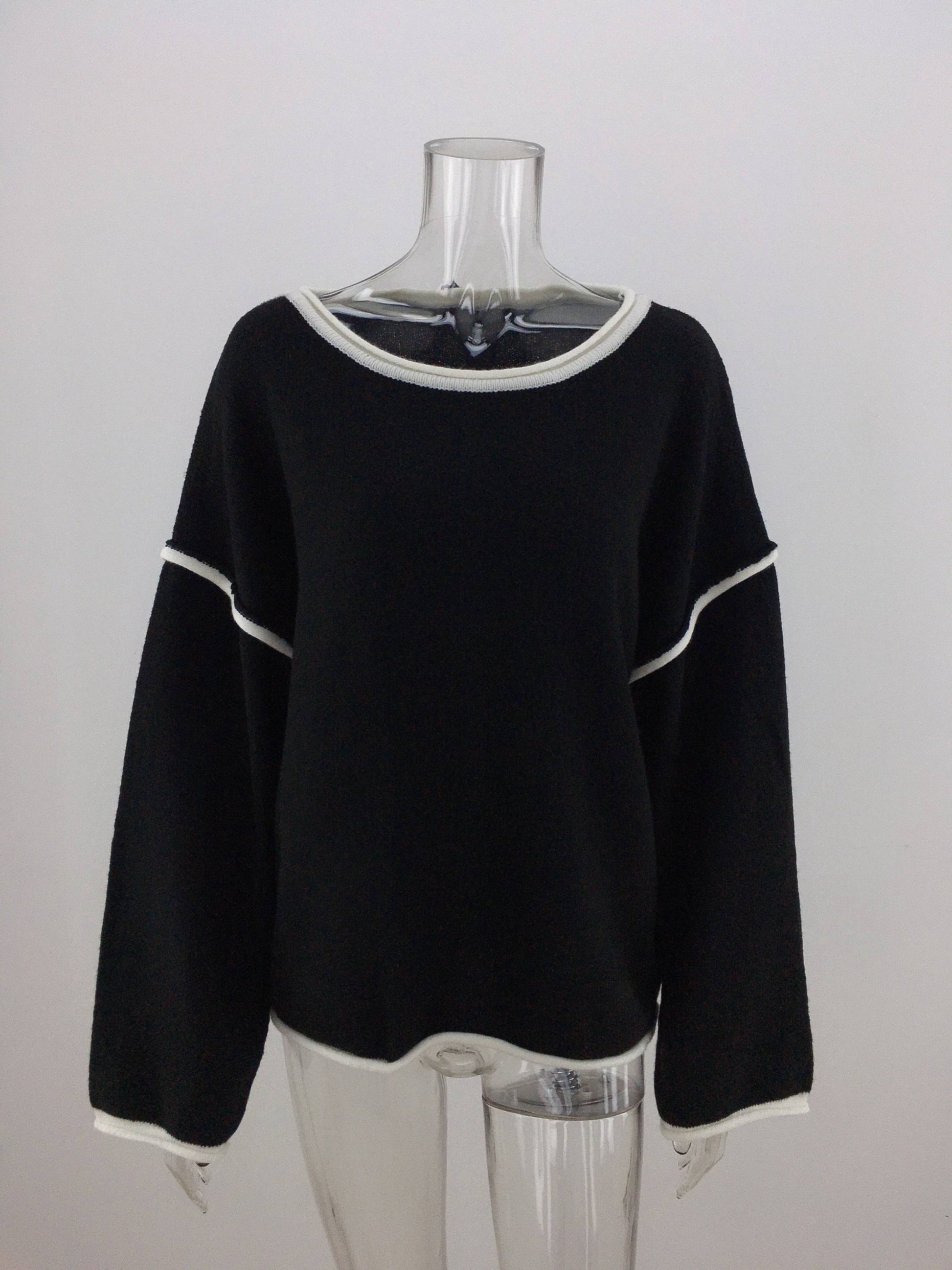 Women's Plus Size Cozy Autumn Winter Round Neck Sweater  S Black 