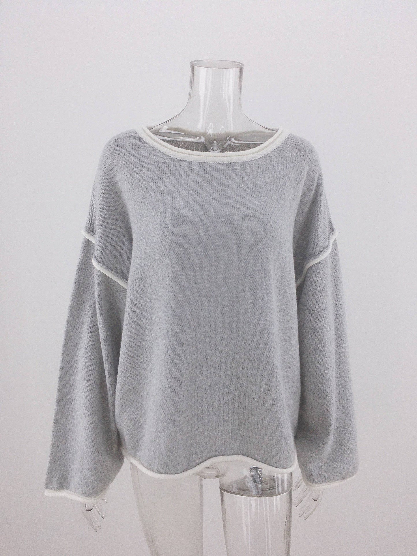 Women's Plus Size Cozy Autumn Winter Round Neck Sweater  S Dark Gray 