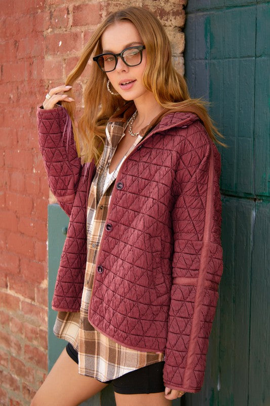 Ladies Fall Winter Jacket Quilted Cotton Triangle Twisted Thickened Knitting Double Pocket Turn Down Collar Coat - Wild Amber Fashion