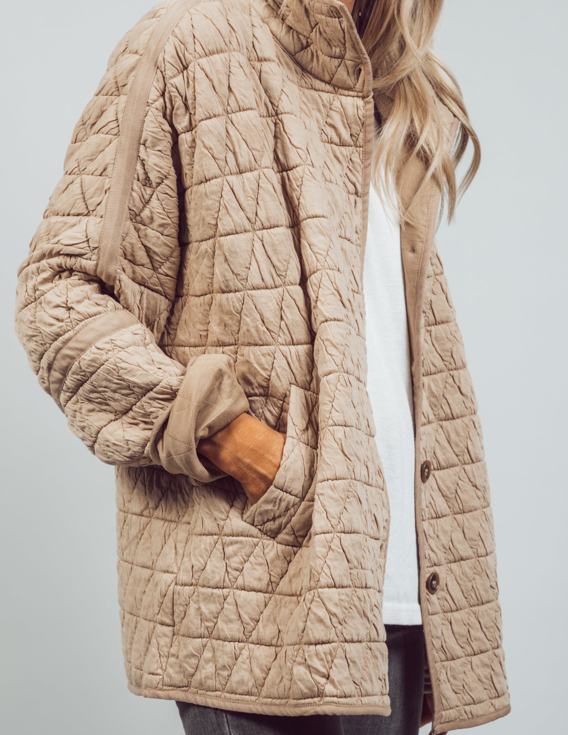 Ladies Fall Winter Jacket Quilted Cotton Triangle Twisted Thickened Knitting Double Pocket Turn Down Collar Coat - Wild Amber Fashion