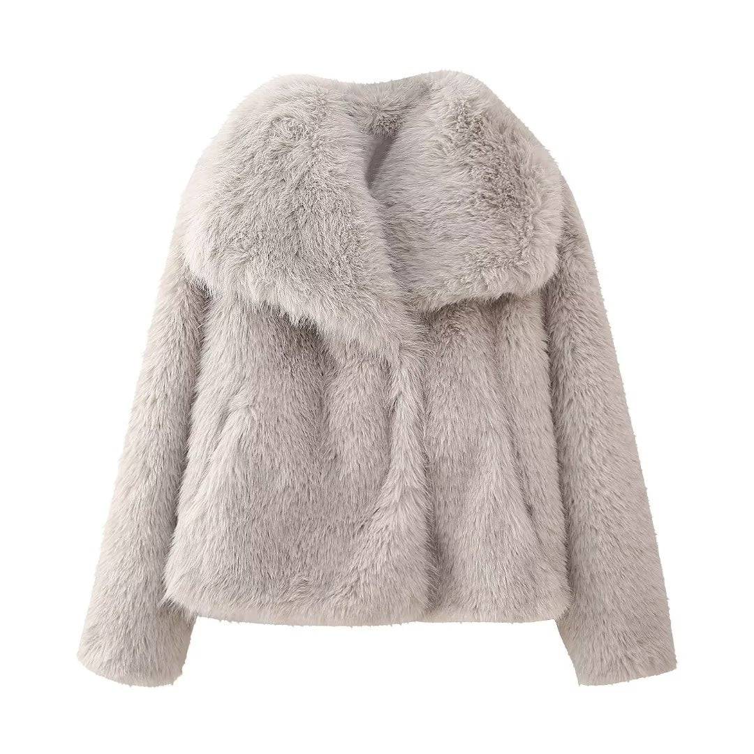 Stylish Faux Fur Effect Short Coat for Autumn and Winter  XS Multi 