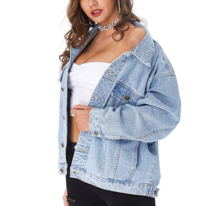 Loose Fit Women's Denim Jacket  XS Blue 