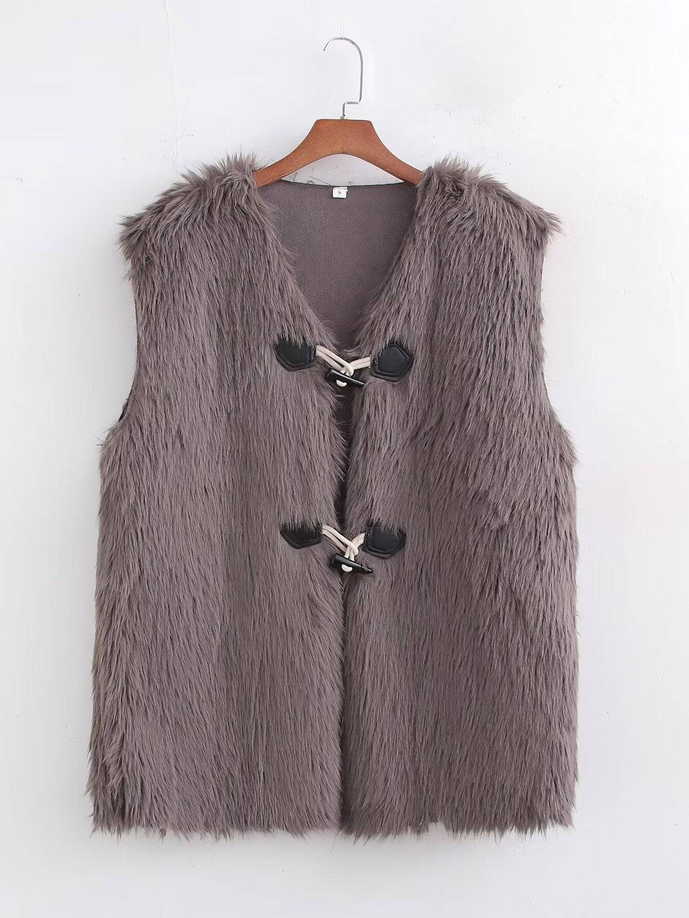 Urban Chic Faux Fur Vest for Women  S Gray 