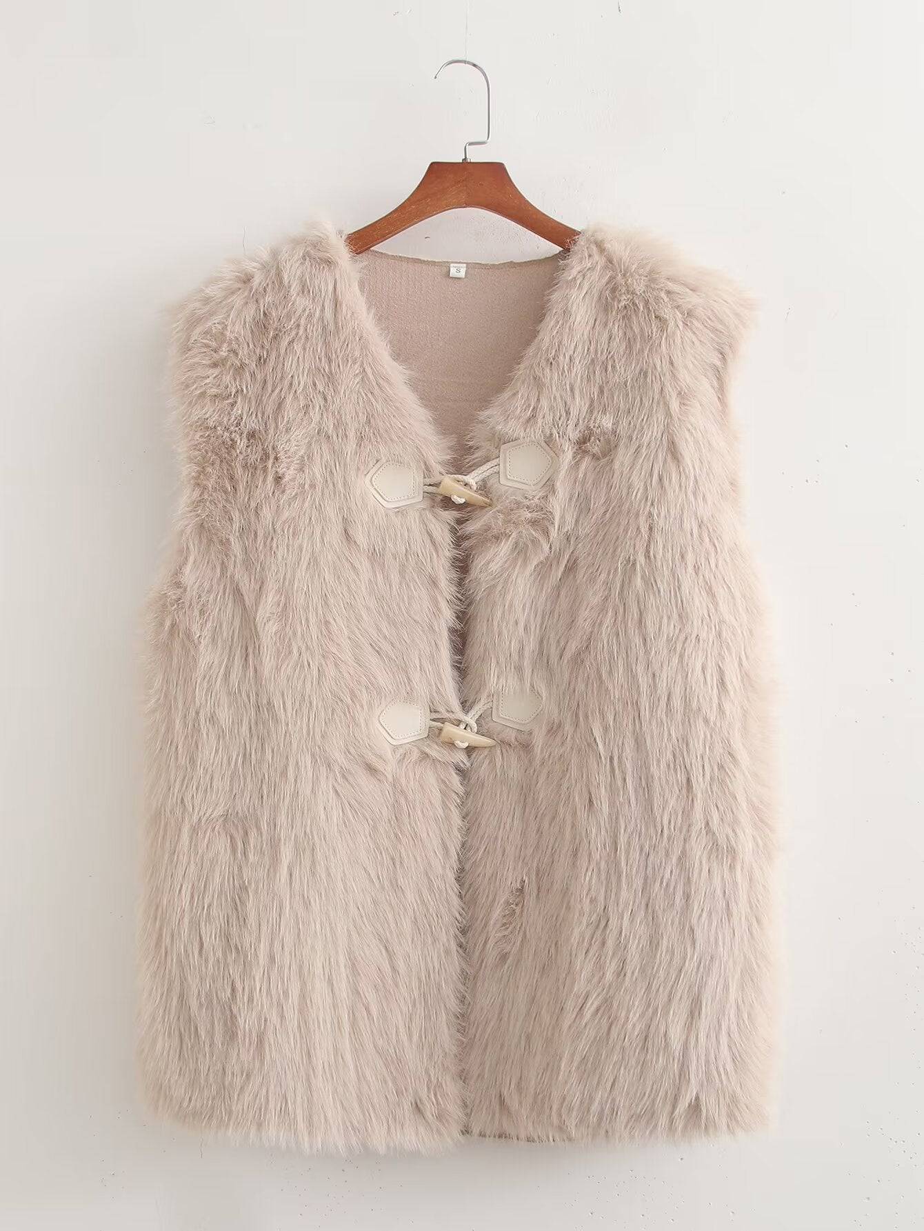 Urban Chic Faux Fur Vest for Women  S Apricot 