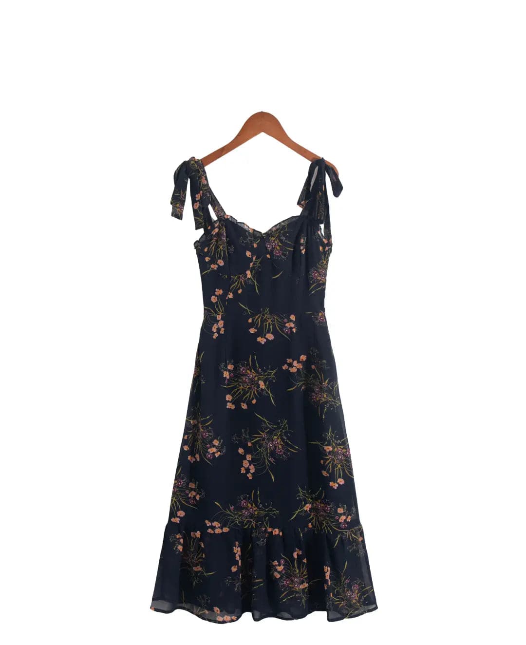 Temperamental Fairy Sweet Black Floral Midi Dress  S Multi 