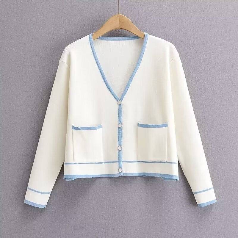 Soft Knitted Cardigan with Gem Buckle Accents  S White 