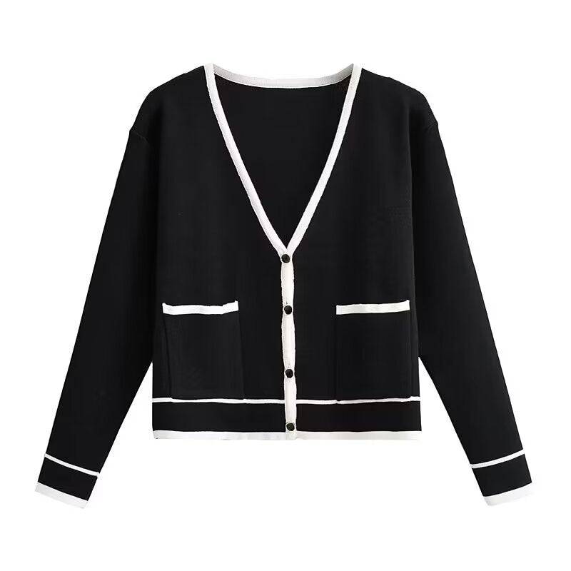 Soft Knitted Cardigan with Gem Buckle Accents  S Black 