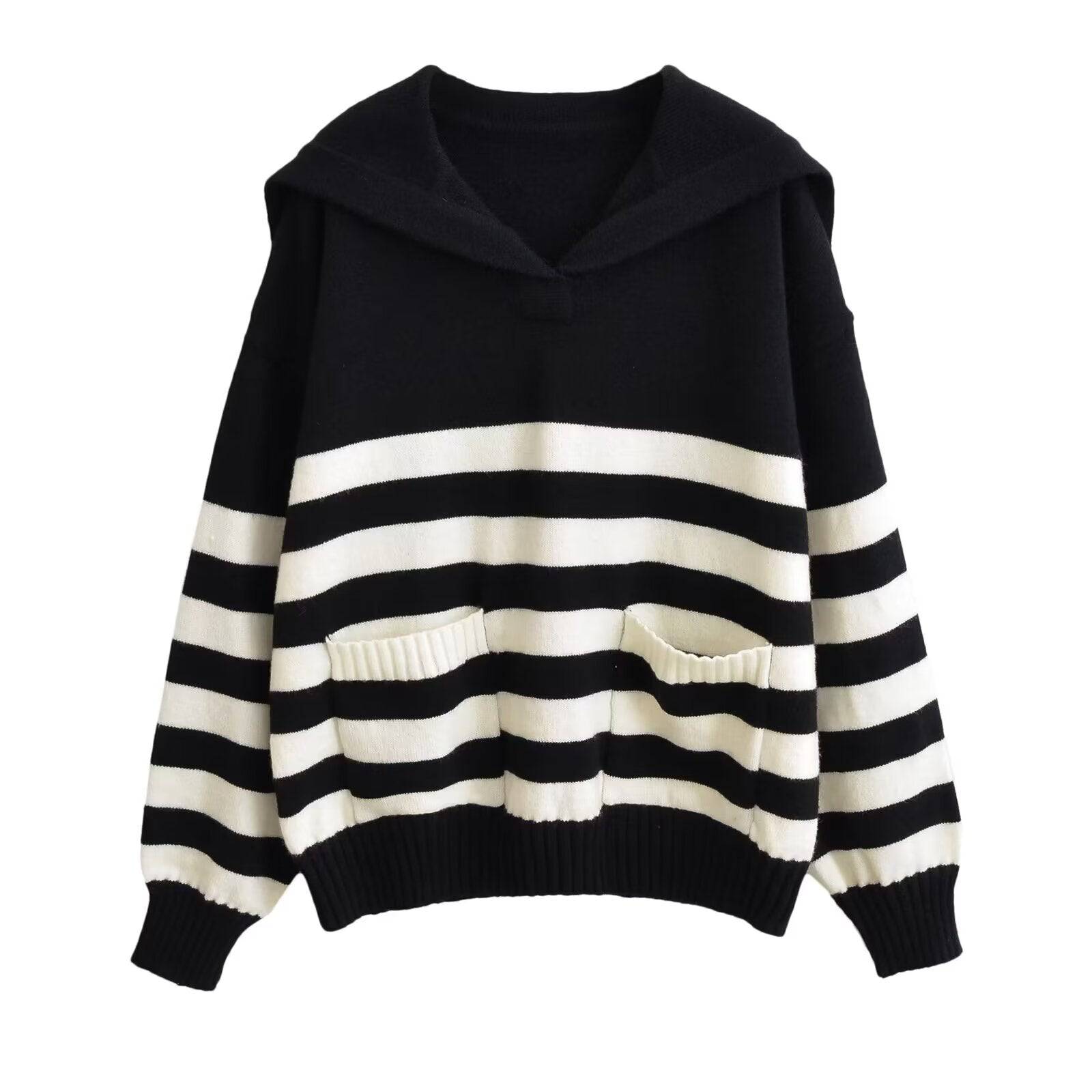 French Chic Striped Long Sleeve Sweater  S Stripe 