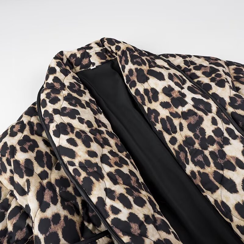 Winter Women Clothing Animal Print Kimono Cardigan Loose Cotton Coat Coat - Wild Amber Fashion