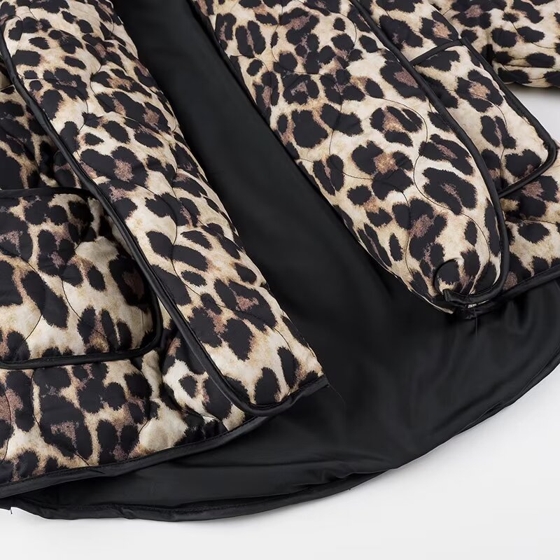 Winter Women Clothing Animal Print Kimono Cardigan Loose Cotton Coat Coat - Wild Amber Fashion