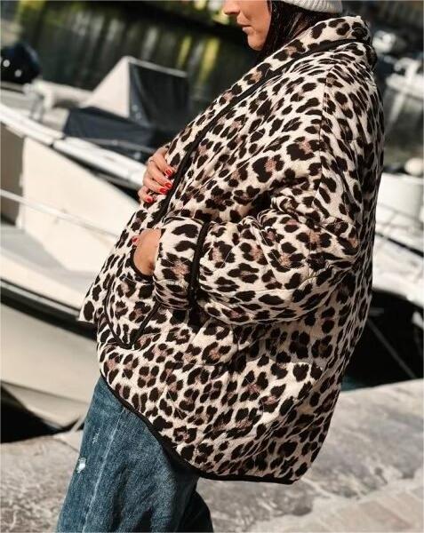 Winter Women Clothing Animal Print Kimono Cardigan Loose Cotton Coat Coat - Wild Amber Fashion