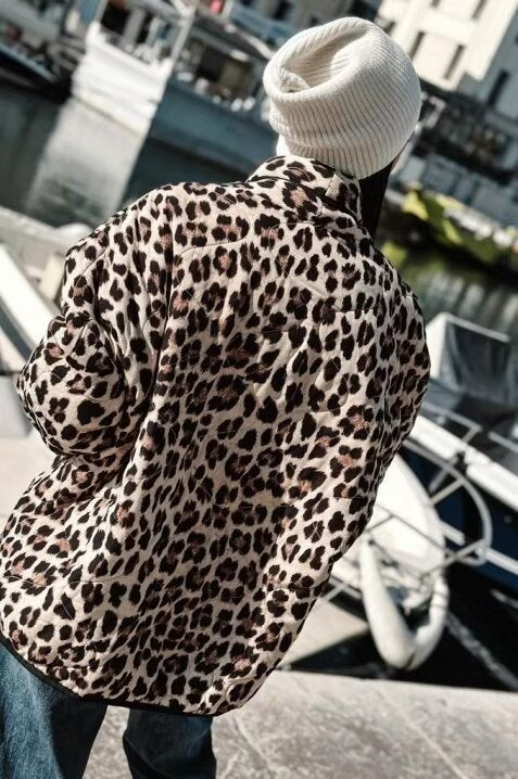 Winter Women Clothing Animal Print Kimono Cardigan Loose Cotton Coat Coat - Wild Amber Fashion