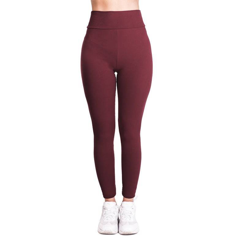 New Solid Color Tight Cycling Pants Women High Waist Stretch Leggings  S Burgundy 