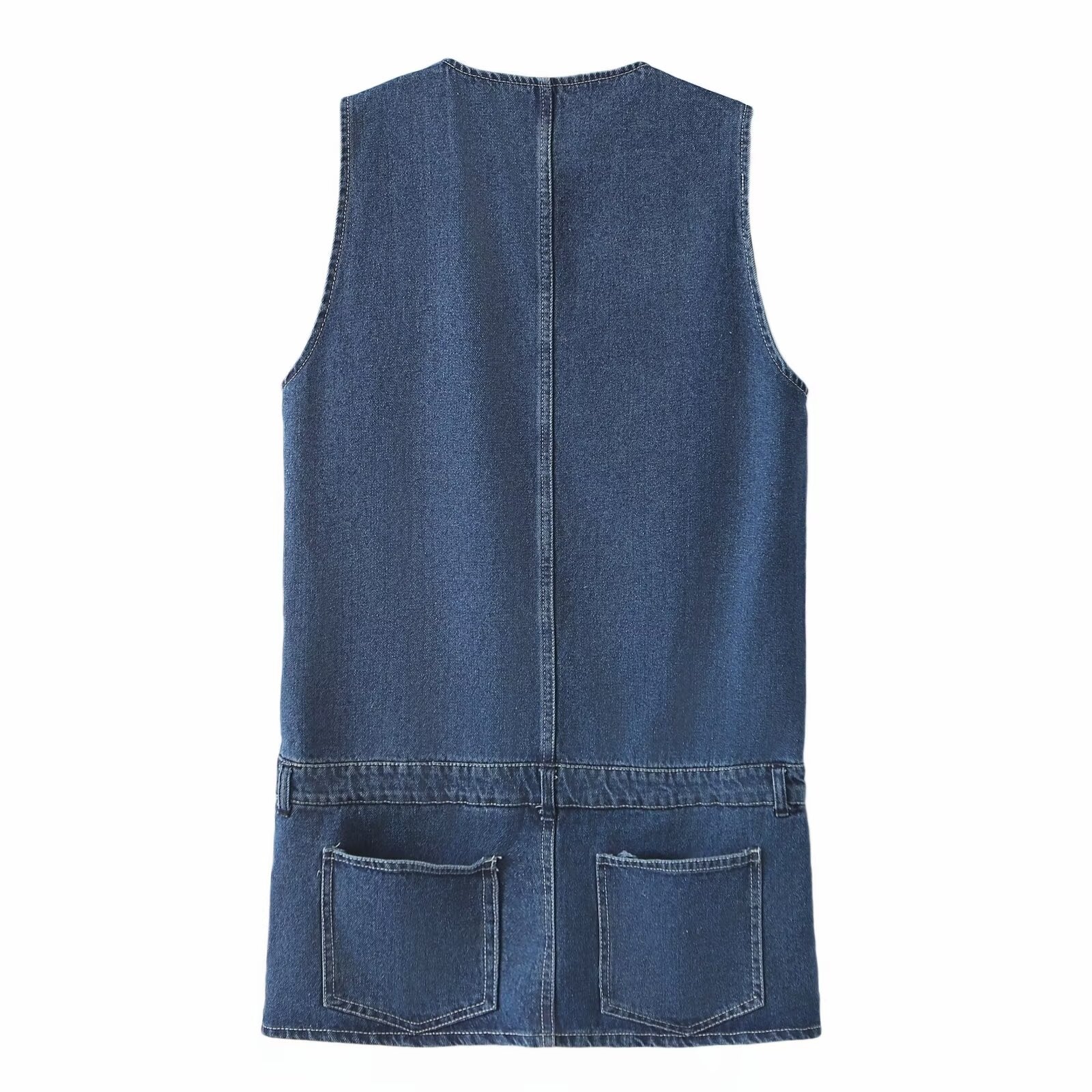 Spring Summer Women Clothing Jumpsuit Loose Casual Sweet Washed Denim Short Dress - Wild Amber Fashion