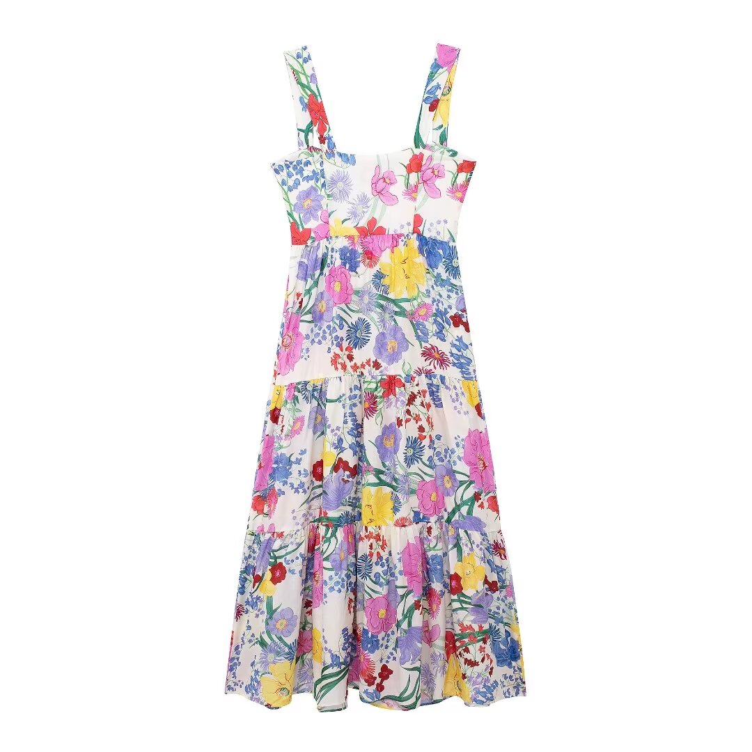 Women Clothing Small Floral Strap Dress - Wild Amber Fashion