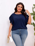 Plus Size Women Ruffle Sleeve round Neck Short Sleeve Shirt - Wild Amber Fashion