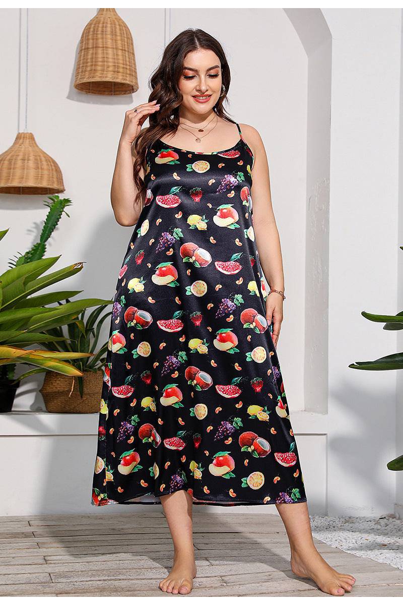 Plus Size Dress Artificial Silk Satin Girls Nightdress Home Wear Cami Dress - Wild Amber Fashion