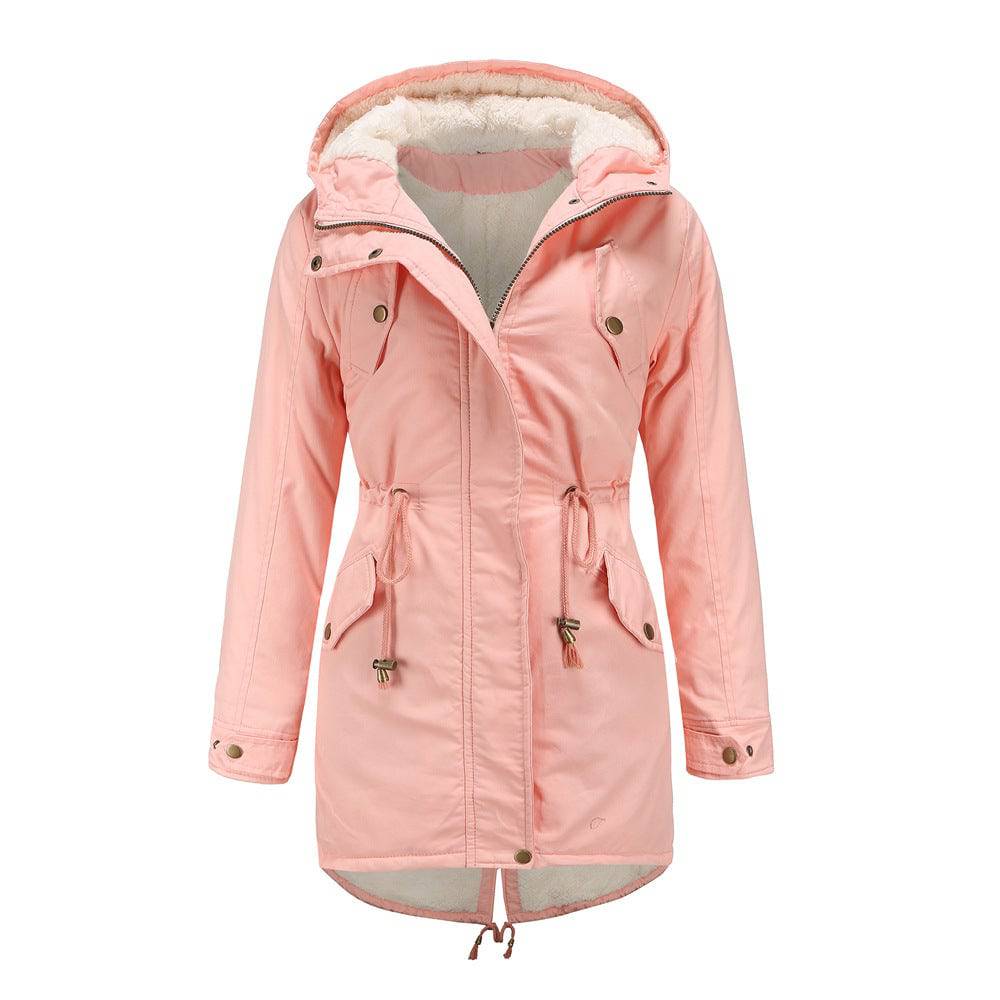 Winter Hooded Cotton-Padded Coat for Women  S Pink 