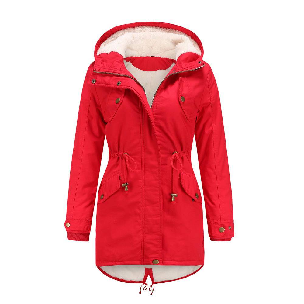 Winter Hooded Cotton-Padded Coat for Women  S Red 