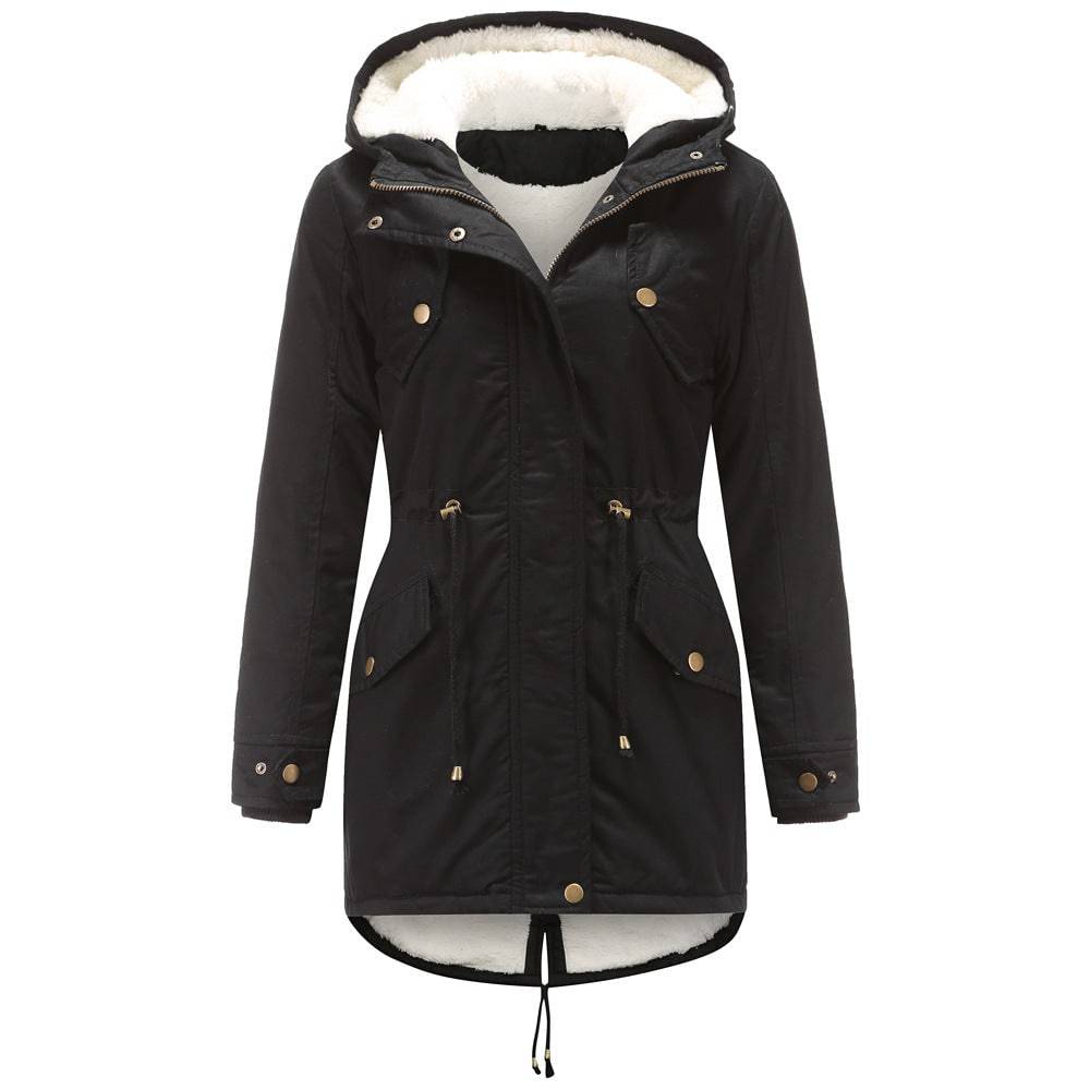 Winter Hooded Cotton-Padded Coat for Women  S Black 