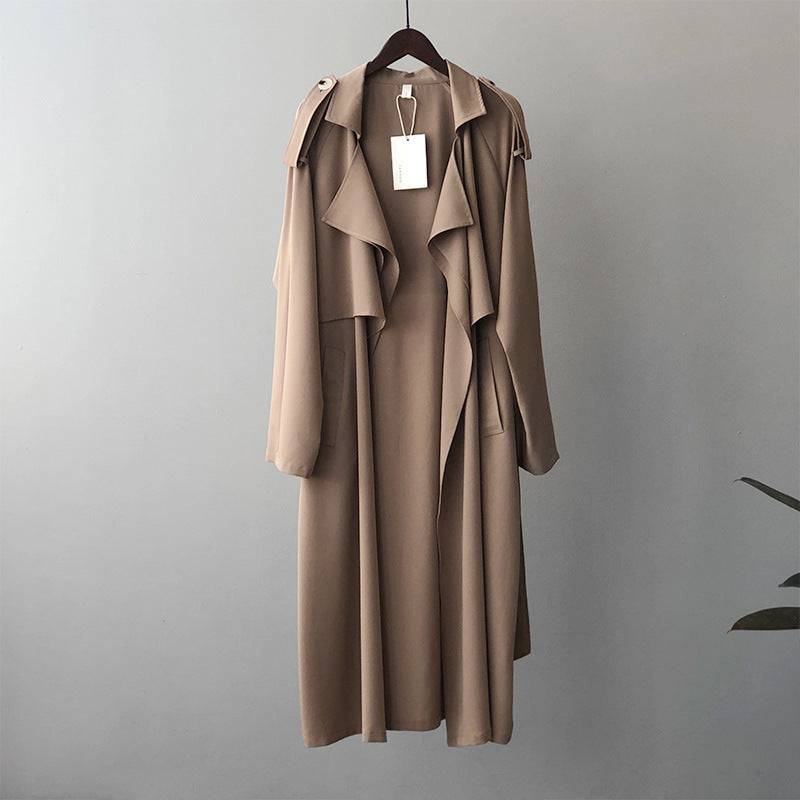 Vintage Oversized Women's Trench Coat with Long and Elegant Design  M Khaki 