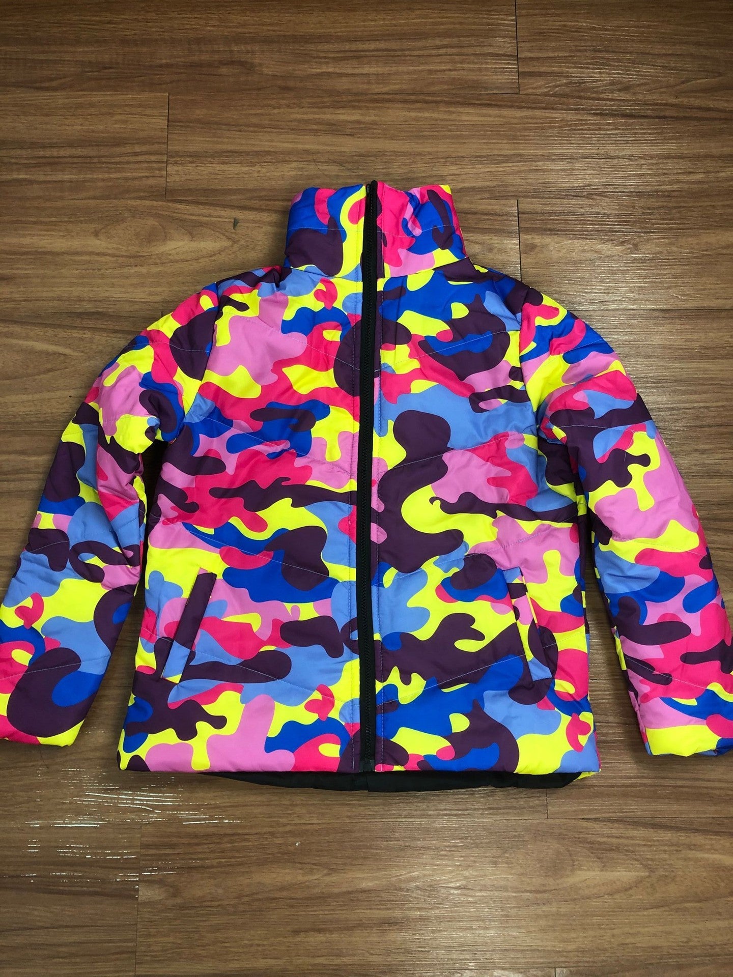 Women Clothing Wearable Colorful Camouflage Printing Dyeing Bread Coat down Jacket Cotton Padded Jacket - Wild Amber Fashion