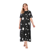 Plus Size Graffiti Nightdress T-shirt Skirt Home Wear Brand Star Loose Maxi Dress - Wild Amber Fashion