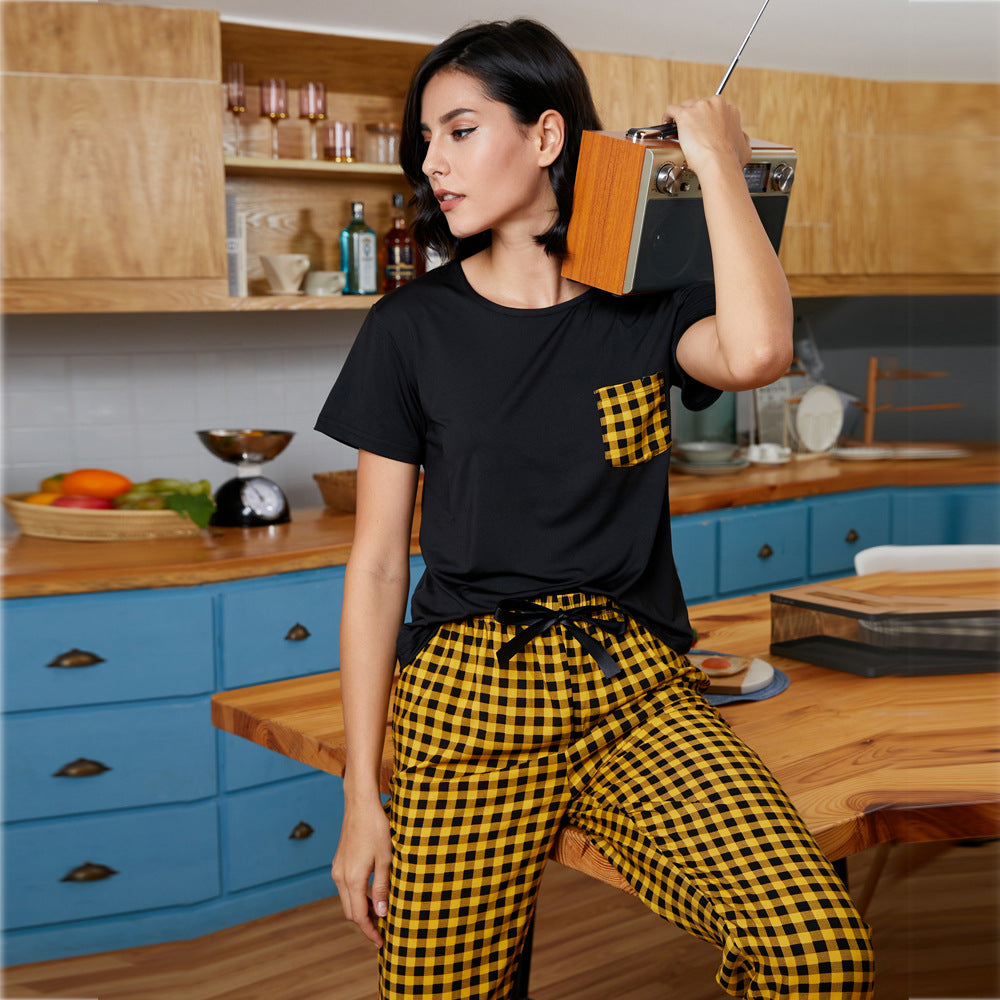 Summer Ladies Pajamas Suit Home Wear Two-Piece Set Women - Wild Amber Fashion