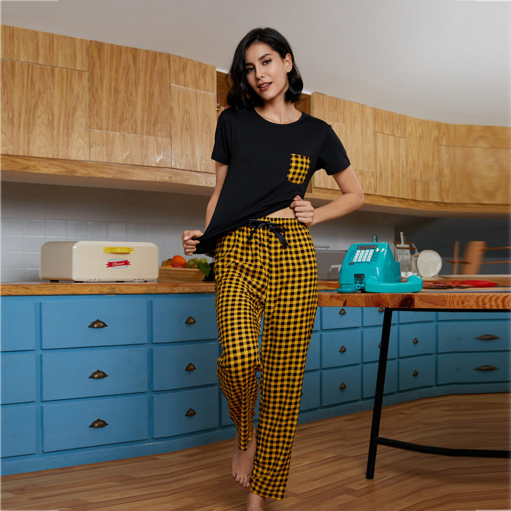 Summer Ladies Pajamas Suit Home Wear Two-Piece Set Women - Wild Amber Fashion