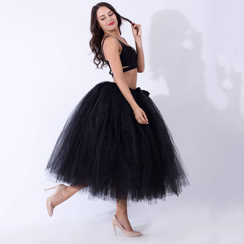 Princess Mesh Tulle Dress with Lace Elements  One Size Black 