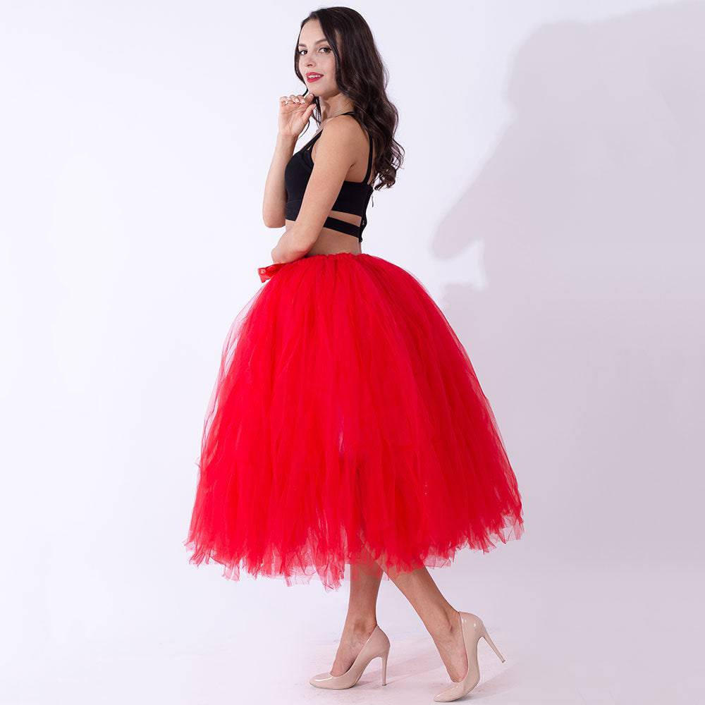 Princess Mesh Tulle Dress with Lace Elements  One Size Red 