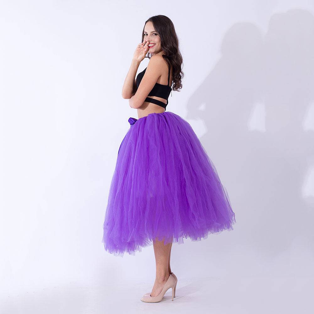 Princess Mesh Tulle Dress with Lace Elements  One Size Purple 