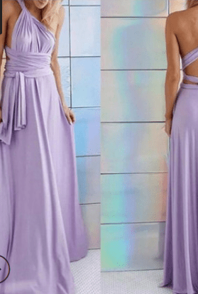 Elegant Tie Neck Maxi Dress with Criss Cross Back  S Purple 