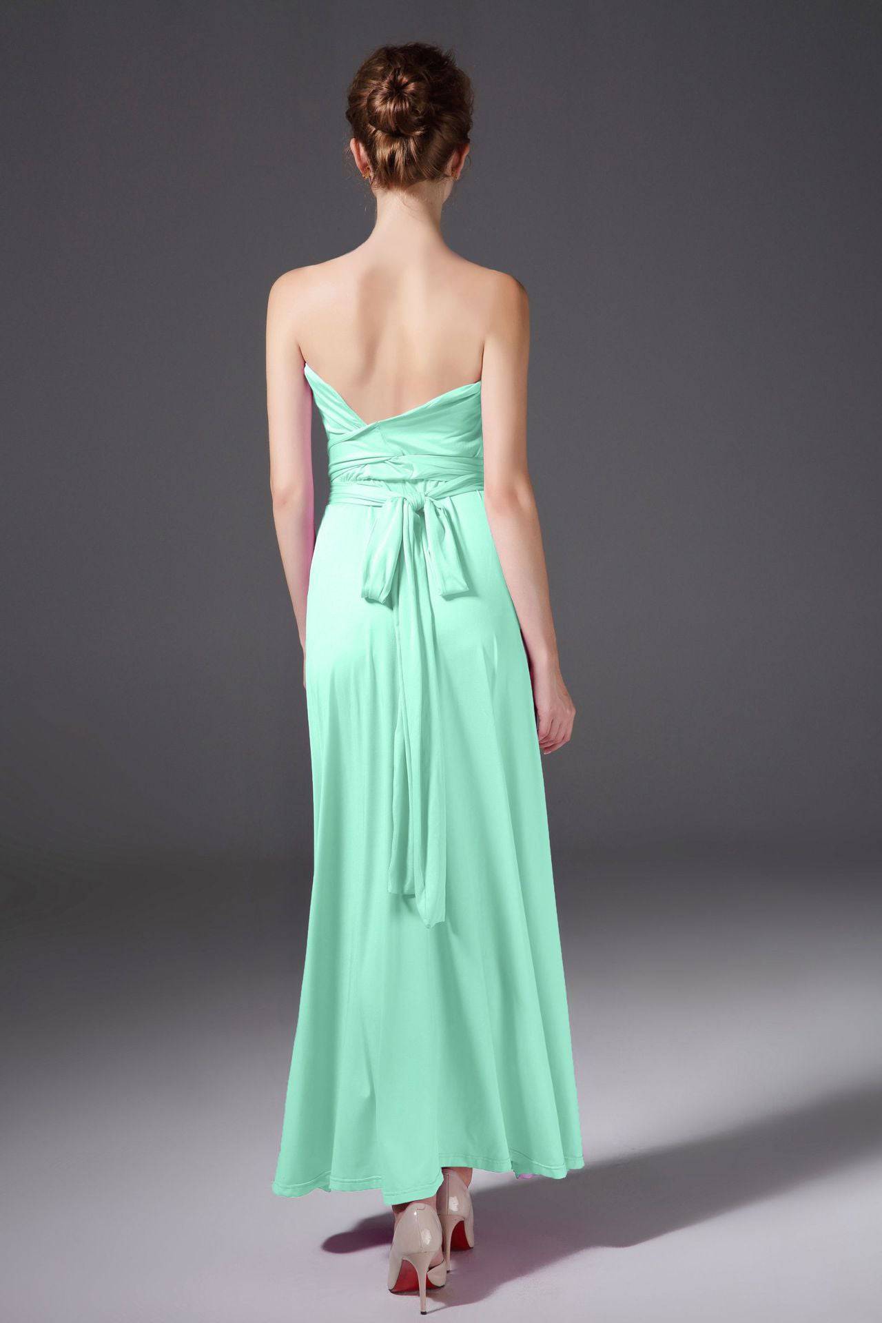 Elegant Tie Neck Maxi Dress with Criss Cross Back  S Mint 