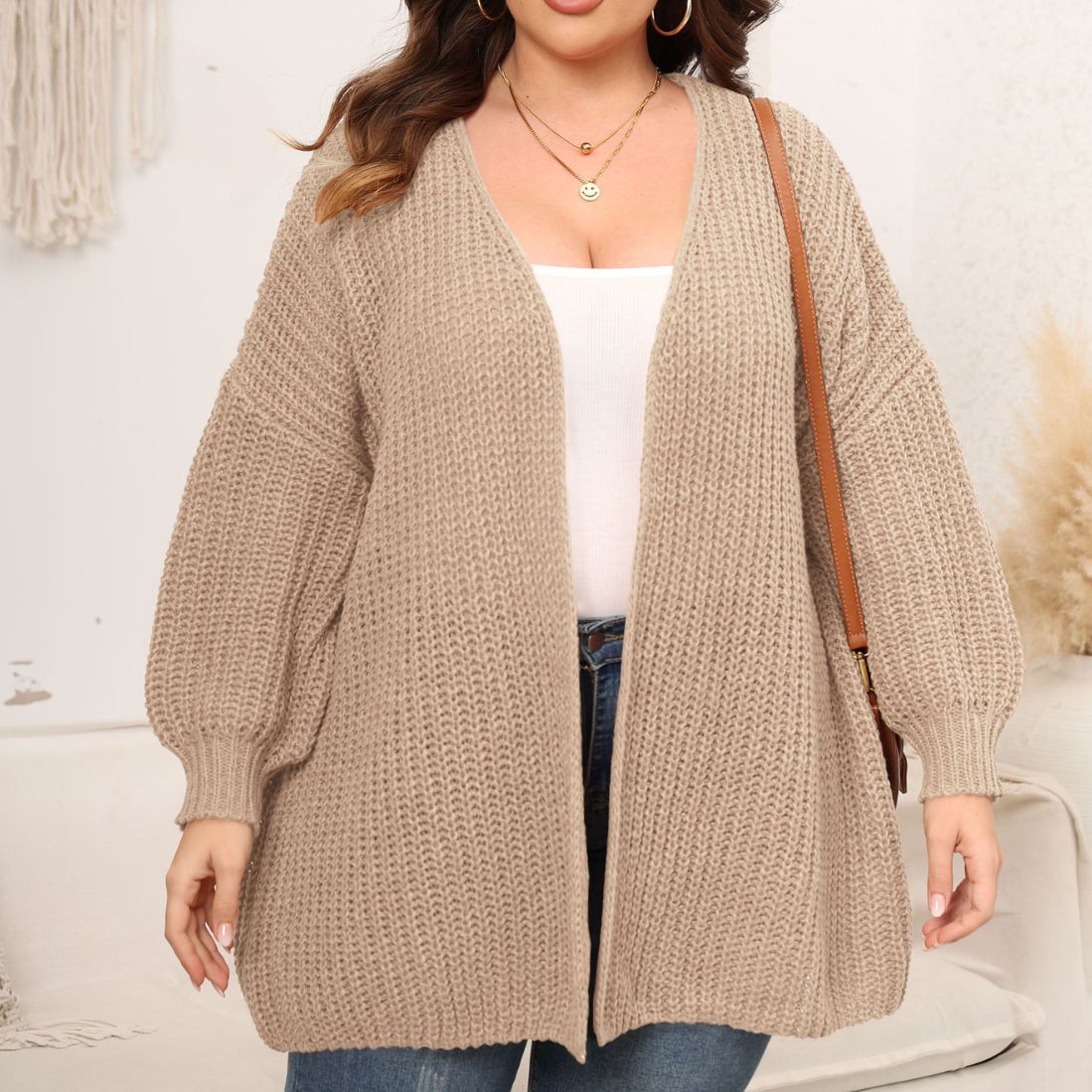 Plus Size Women Oversized Sweater Cardigan Women Clothing Autumn Winter Coarse Wool Needle Loose Wool Sweater Outside - Wild Amber Fashion