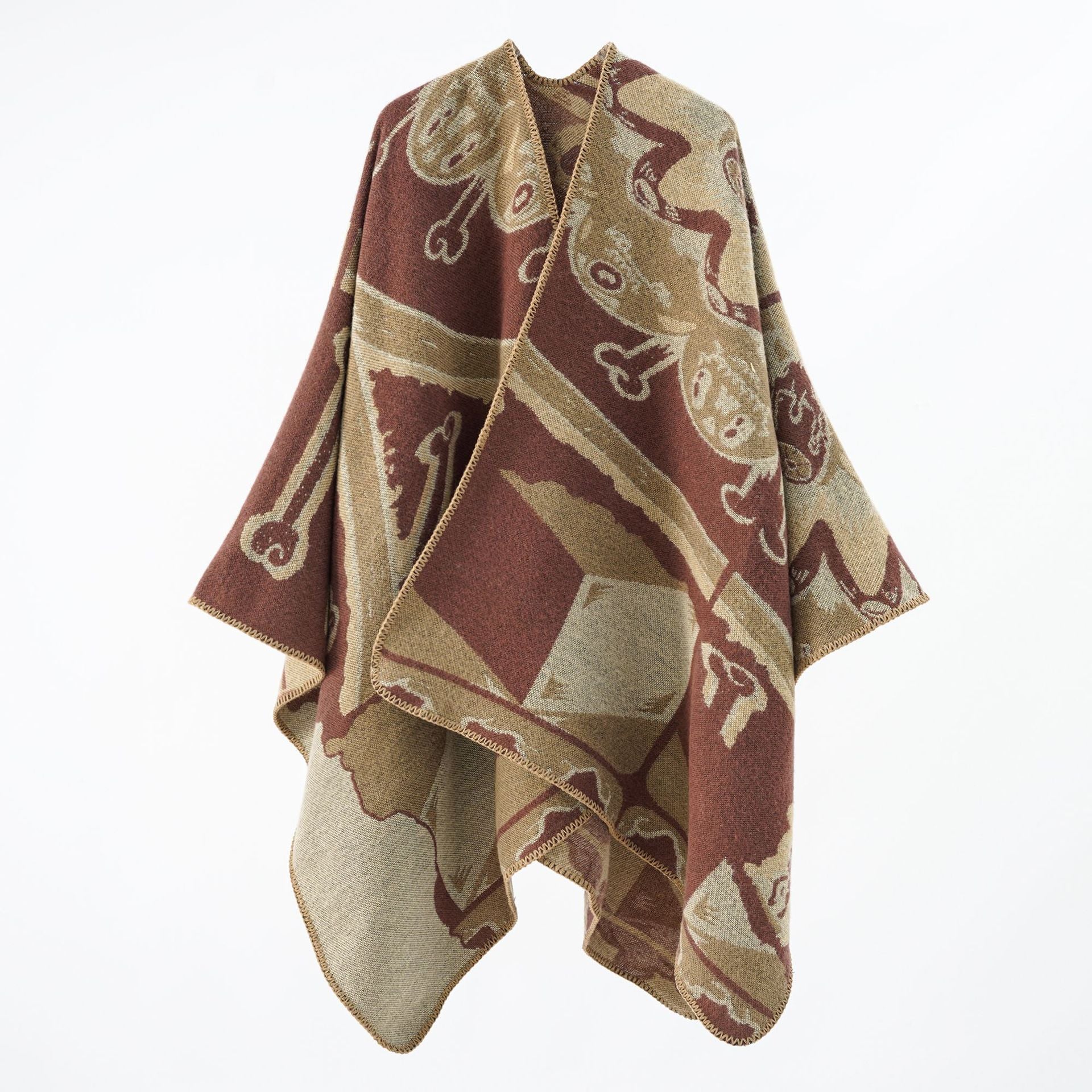 Autumn Winter Warm Shawl Double Sided Cashmere like Cloak Street Travel Cloak - Wild Amber Fashion