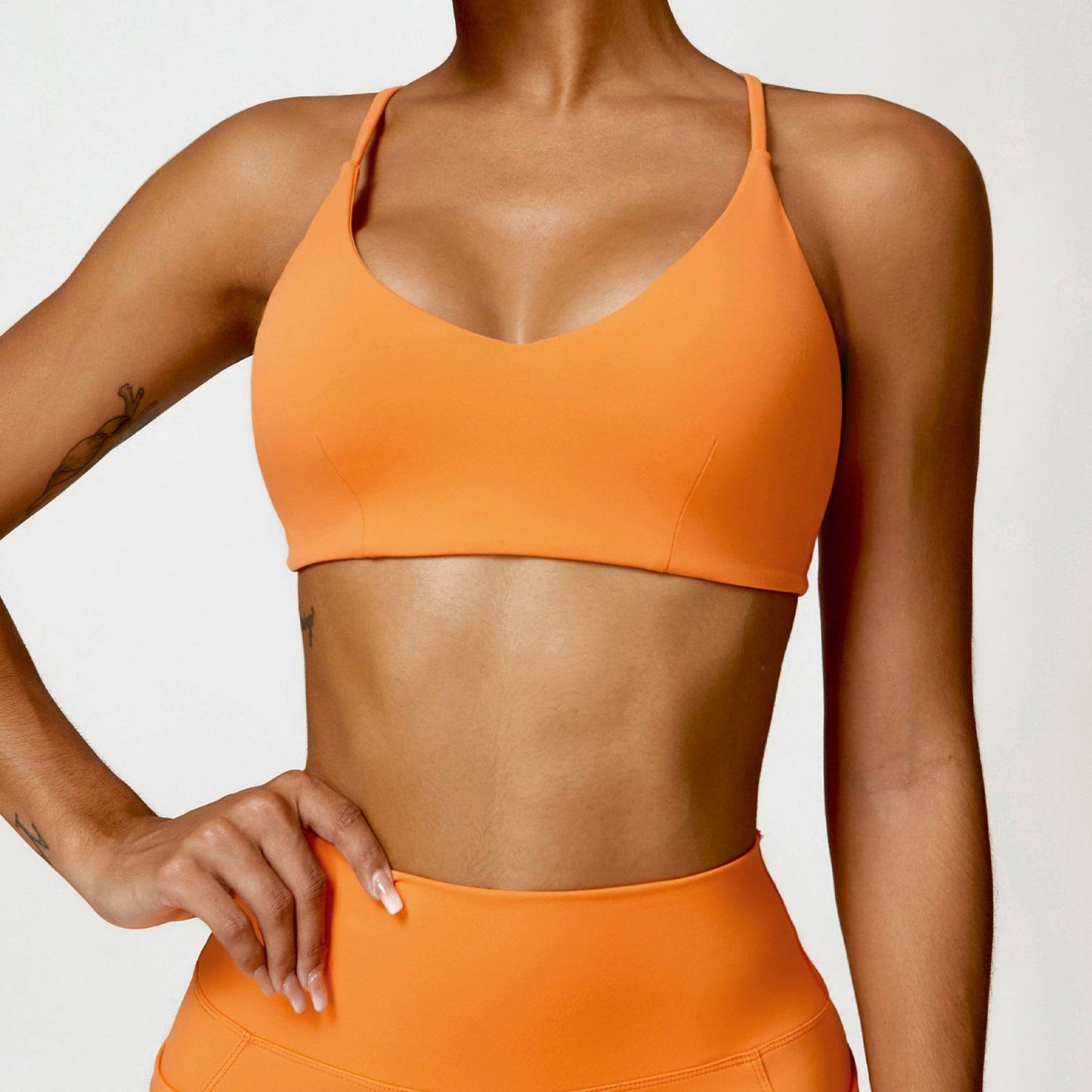 Ultimate Comfort Crossback Yoga Bra with Quick-Drying Fabric  S Orange 