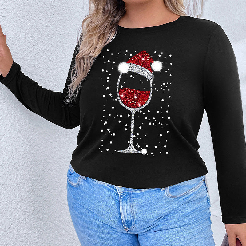 Plus Size Autumn Women Clothing Christmas Long Sleeved T shirt for Women - Wild Amber Fashion