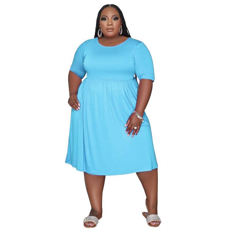 Elevate Your Style: Plus Size Summer A-Line High Waist Dress  XL skyblue 