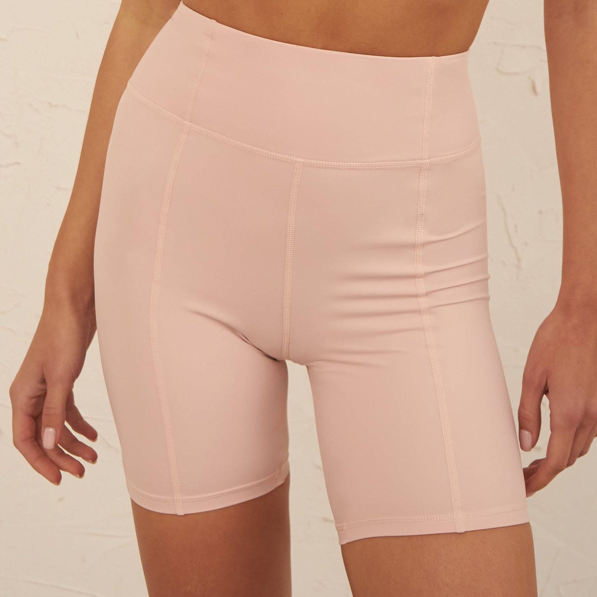 Sleek High-Rise Breathable Sporty Yoga Suit  S Clay Pink Shorts 