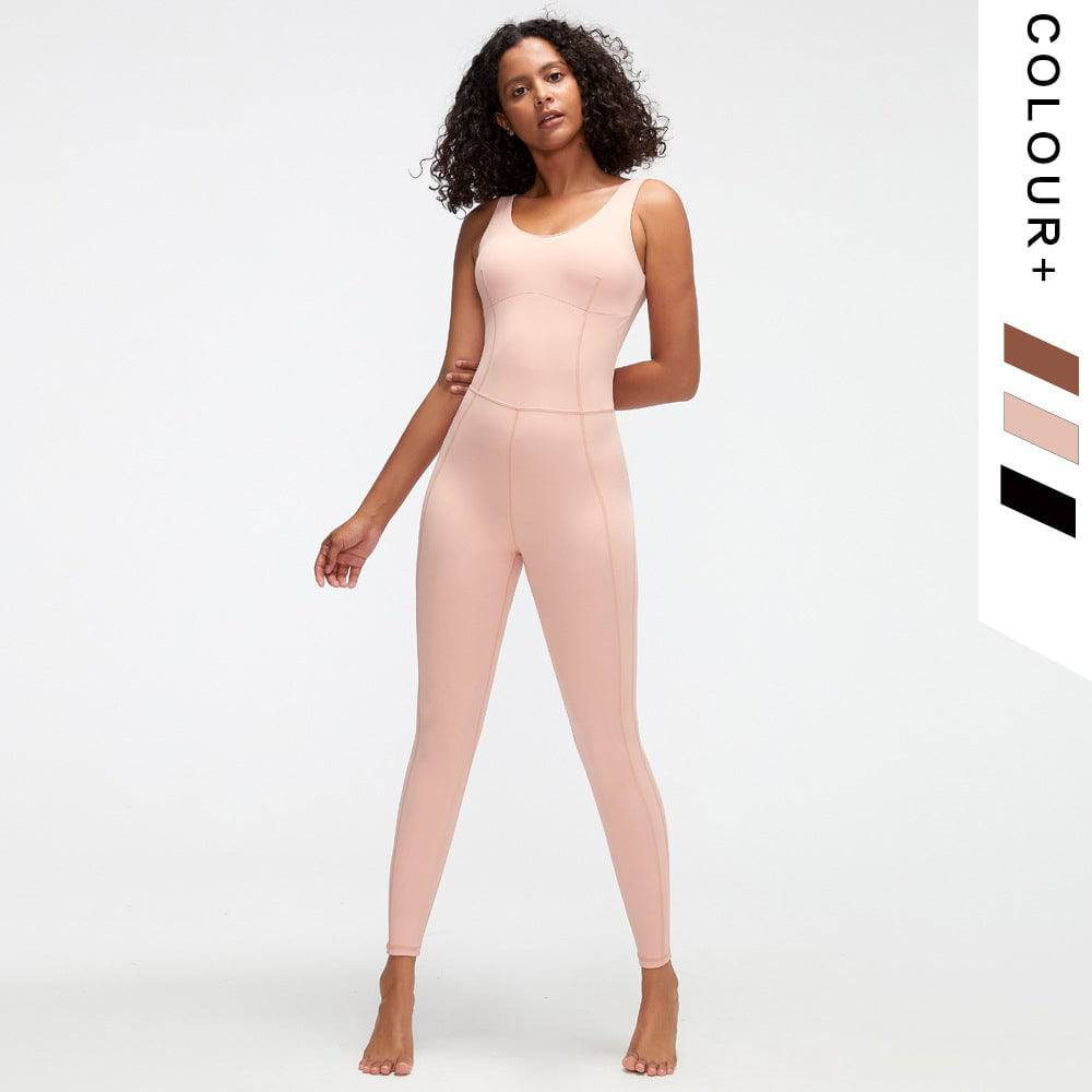 Yoga Clothes Jumpsuit with Crisscross Back  S Pink 